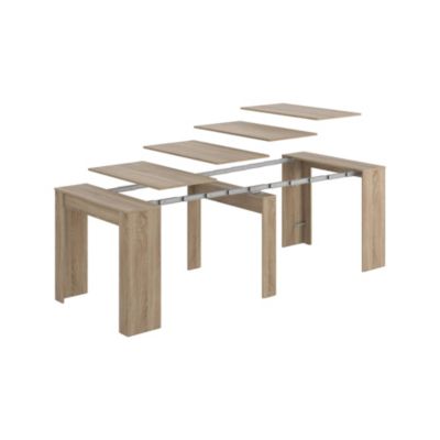 Table console à rallonge Dpanozz, Table avec rallonges, Table à manger extensible jusqu'à 10 places, 90/237x51h78 cm, Chêne