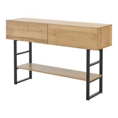 Table console Varberg métal 75 x 120 x 30 cm noir effet chêne en.casa