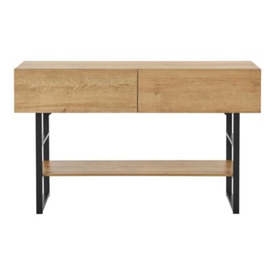 Table console Varberg métal 75 x 120 x 30 cm noir effet chêne en.casa
