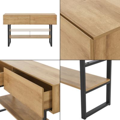 Table console Varberg métal 75 x 120 x 30 cm noir effet chêne en.casa
