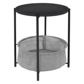 Table d'appoint anthracite panier de rangement gris bout de canapé métal 43x51cm