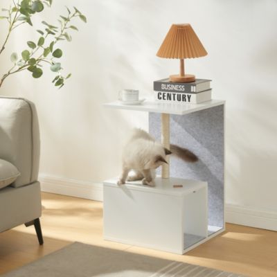 Table d'appoint avec arbre à chat Masfjorden 60 x 40 x 40 cm blanc en.casa