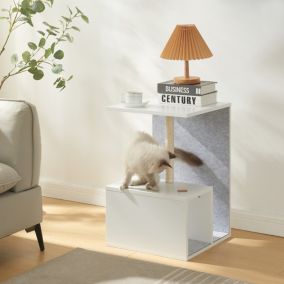Table d'appoint avec arbre à chat Masfjorden 60 x 40 x 40 cm blanc en.casa