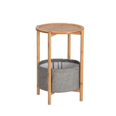 Table d'appoint avec panier de rangement en bambou Gris, L. 42 x l. 42 x H. 60 cm, BAHARI