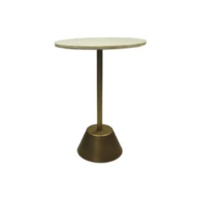 Table d'appoint avec plateau en marbre - 40x40x55 - Blanc-Or - marbre-métal