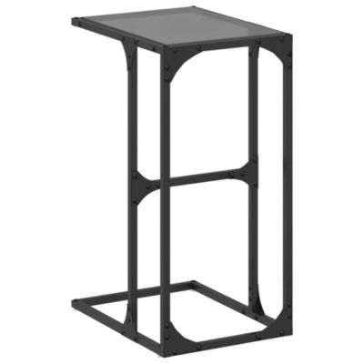 Table d'appoint avec verre noir 40x30x61,5 cm acier vidaXL
