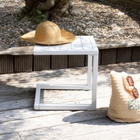Table d'appoint BARBADOS en aluminium blanc - HAPPY GARDEN