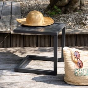 Table d'appoint BARBADOS en aluminium gris anthracite - HAPPY GARDEN