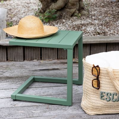 Table d'appoint BARBADOS en aluminium vert sauge - HAPPY GARDEN