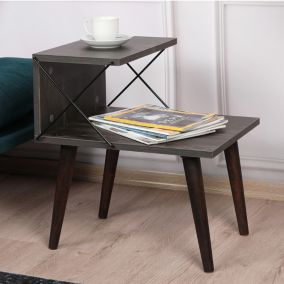 Table d'appoint Bergen 50 x 40 x 55 cm anthracite bois foncé en.casa