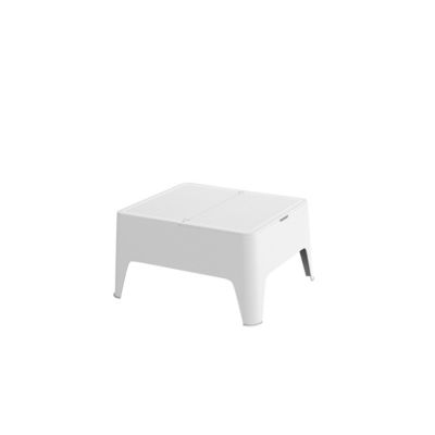 Shaf Lot De 2 Tables D’Appoint Jardin Alaska – Blanche, Plastique Recyclé Avec Tiroir, Empilable, 58 X 48 X 30 Cm