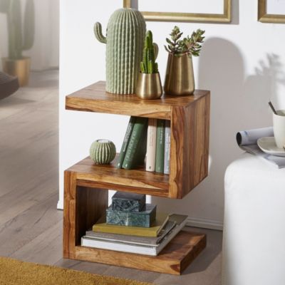 Table d'appoint Bois Massif 44x60x30cm Bout de canapé Table de Salon FineBuy