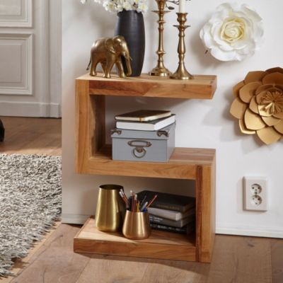 Table d'appoint Bois Massif 44x60x30cm Bout de canapé Table de Salon FineBuy