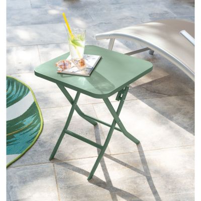 Table d'appoint carrée pliante Greensboro Olive - 40 x 40 cm - Hespéride