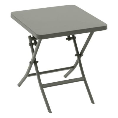 Table d'appoint de jardin carrée Greensboro vert laurier 40 x 40cm en acier  - Hespéride