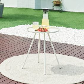 Table d'appoint de jardin Fosen acier 55 x 42 cm blanc en.casa