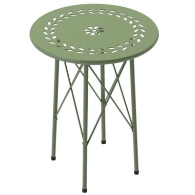 Table d'appoint de jardin - table basse extérieure - dia. 40 x 50H cm - acier époxy vert