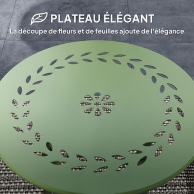 Table d'appoint de jardin - table basse extérieure - dia. 40 x 50H cm - acier époxy vert