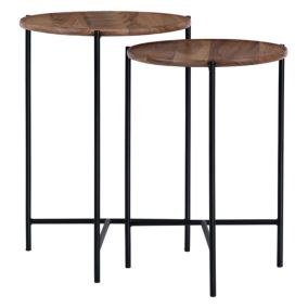 Table d'appoint de salon table basse bois de mangue naturel set 2x WOMO-DESIGN