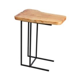 Table d'appoint en bois brut et métal noir