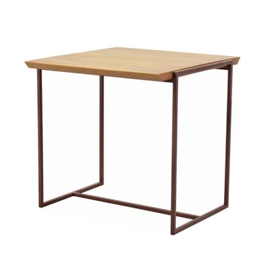 Table d'appoint en bois et métal marron - LINEA