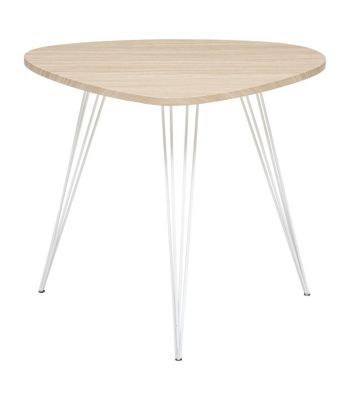 Table d'appoint en bois et pieds en métal blanc 69 x 54 x H 60 cm