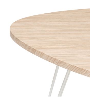 Table d'appoint en bois et pieds en métal blanc 69 x 54 x H 60 cm