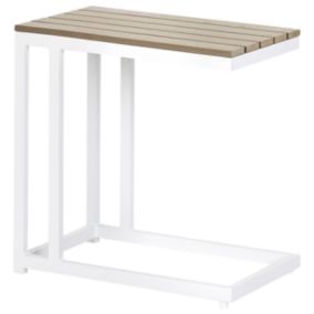 Table d'appoint en jardin 60 x 35 cm bois clair et blanc MESSINA