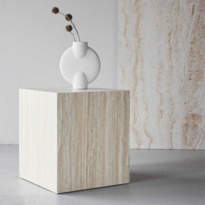 Table d'appoint en MDF effet travertine York 40x40x45 cm