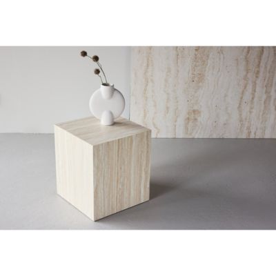 Table d'appoint en MDF effet travertine York 40x40x45 cm