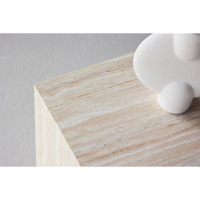 Table d'appoint en MDF effet travertine York 40x40x45 cm