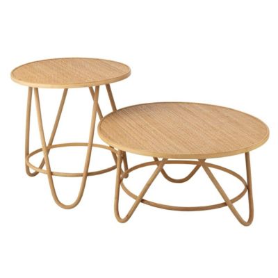 Table d'appoint en rotin large (80x80 cm - Naturel)
