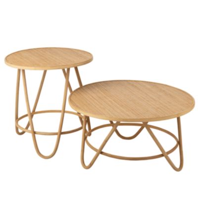 Table d'appoint en rotin large (80x80 cm - Naturel)