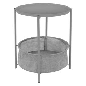 Table d'appoint gris avec panier de rangement gris bout de canapé métal 43x51cm