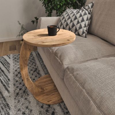 Table d'appoint Holeby ronde effet bois en.casa