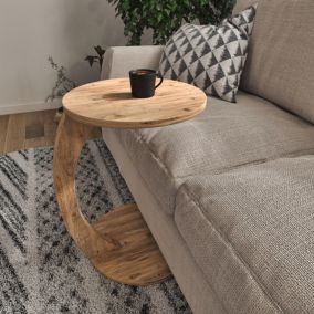 Table d'appoint Holeby ronde effet bois en.casa