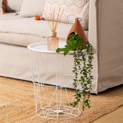 Table d'appoint "Kumi" blanc 40x37x37cm - Atmosphera Créateur d'intérieur