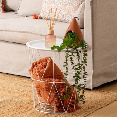 Table d'appoint "Kumi" blanc 40x37x37cm - Atmosphera Créateur d'intérieur