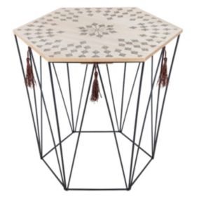 Table d'appoint "Kumi" octogonale - métal & bois - Atmosphera