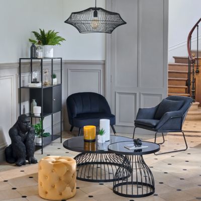 Table d'appoint Kushi - métal & verre D55 cm - Atmosphera