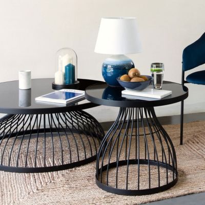 Table d'appoint Kushi - métal & verre D55 cm - Atmosphera
