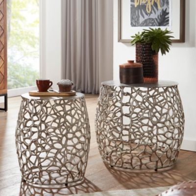 Table d'appoint Lot de 2 Petite Table Basse de Salon Ronde Moderne FineBuy