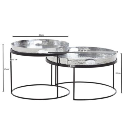 Table d'appoint Lot de 2 Table Basse de Salon Metal Orientale Aluminium FineBuy