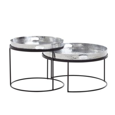 Table d'appoint Lot de 2 Table Basse de Salon Metal Orientale Aluminium FineBuy