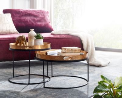 Table d'appoint Lot de 2 Table Basse de Salon Metal Orientale Aluminium FineBuy