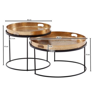 Table d'appoint Lot de 2 Table Basse de Salon Metal Orientale Aluminium FineBuy