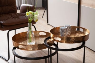 Table d'appoint Lot de 2 Table Basse de Salon Metal Orientale Aluminium FineBuy