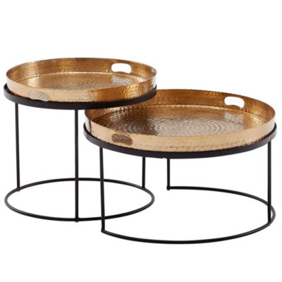 Table d'appoint Lot de 2 Table Basse de Salon Metal Orientale Aluminium FineBuy