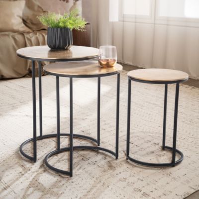 Table d'appoint Lot de 3 Petite Table Basse de Salon Métal Moderne Or FineBuy