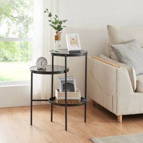 Table d'appoint Mölndal avec 3 plateaux 70 x 58 x 37 cm noir en.casa